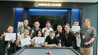 ‘3쿠션 황제’ 블롬달, 아이티센 본사서 임직원과 특별한 만남…사인회와 이벤트 경기